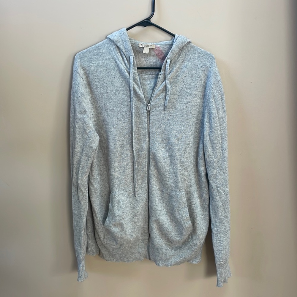 Large unisex Burberry Brit grey cashmere zip up hoodie